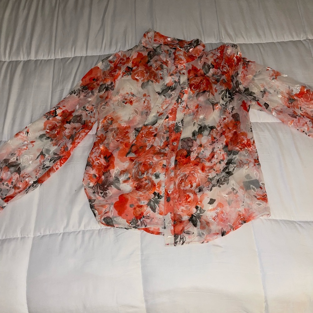 Beautiful detail blouse with scarf tie accent on neck from Vici